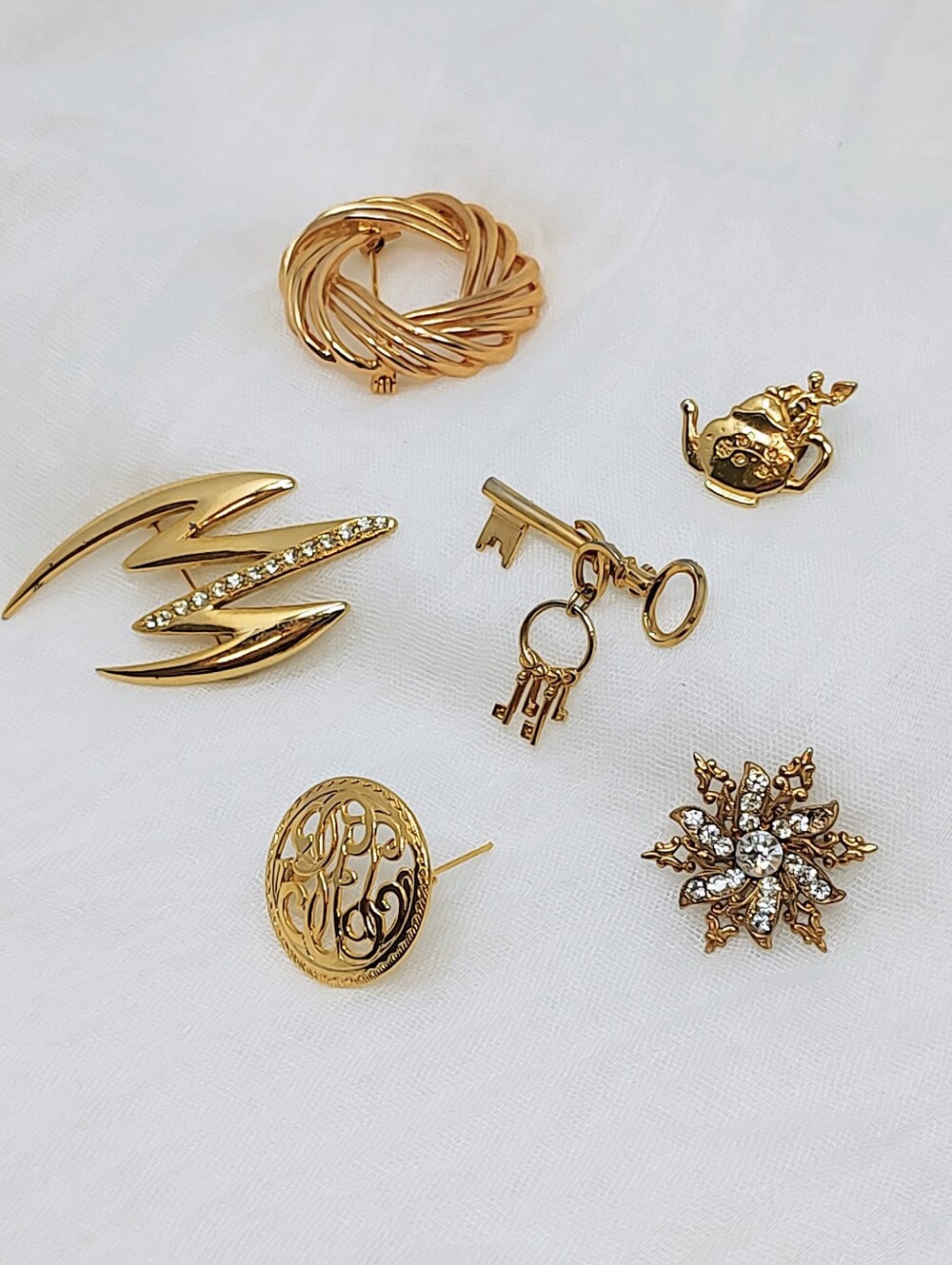 Gold-Tone Mixed Brooch Set - Women Jewelry